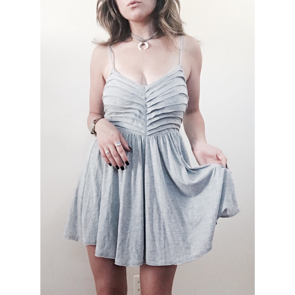 Kimchi Blue Gray Lace Up Mini Jersey Dress